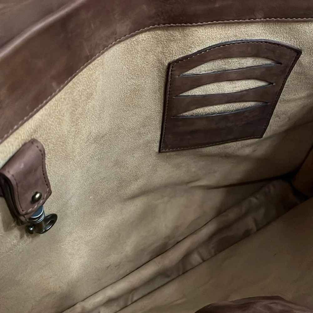 Kanzek, Men’s Tan Leather multi pockets messenger bag